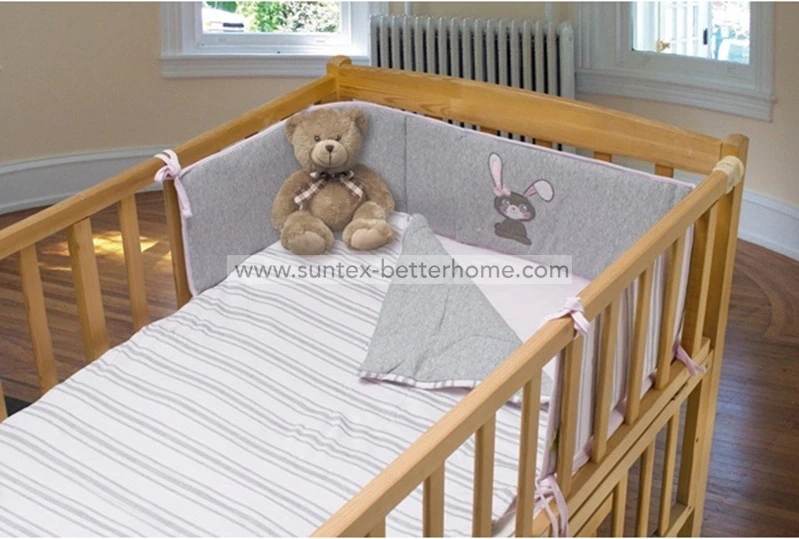 Wholesale Cotton Jersey Baby Crib Bedding Set 3PCS Crib Bumper Set Duvet Cover Fitted Sheet