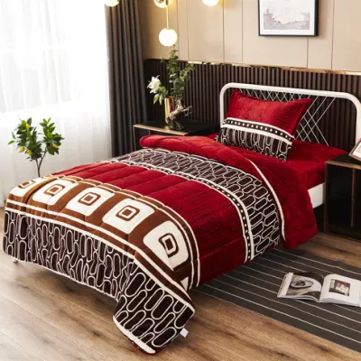 Polyester Bedding Set Printed Flannel Comforter Set