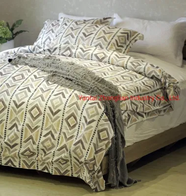 100%Cotton 3 Pieces Bedding Set/ Geometric Rotary Printing Pattern Bedding Duvet Cover Set